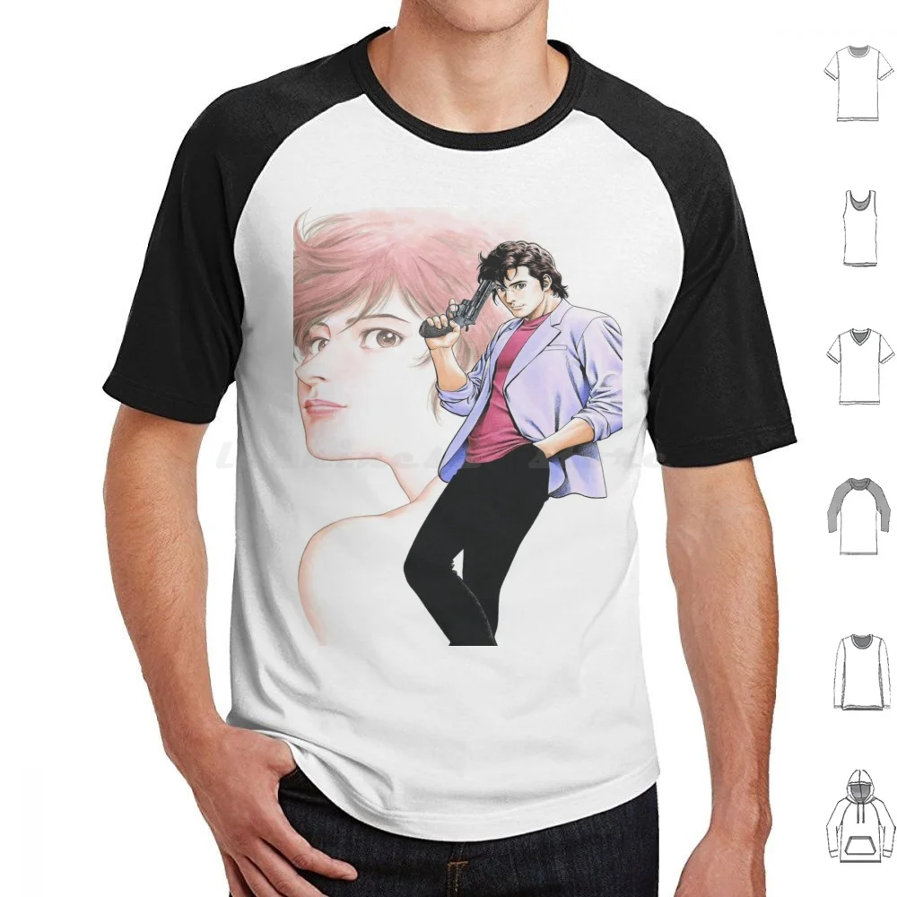City Hunter ( Nicky Larson )-Ryo Saeba & Kaori T Shirt Men Women Kids 6xl Mangas City Hunter Ryo Saeba Nicky Larson Laura Kaori