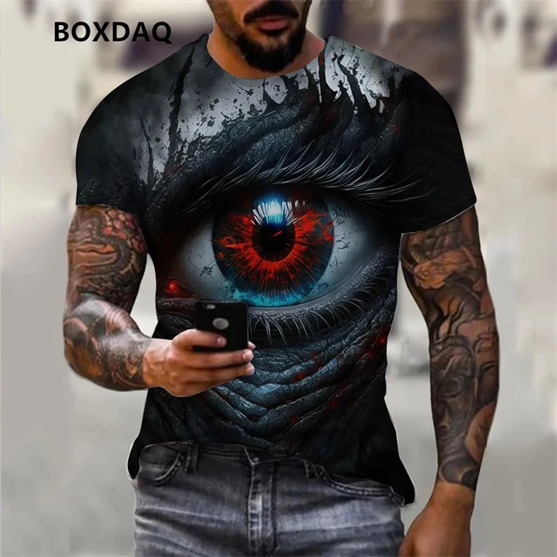 3D Eye Abstract Pattern Men's Gothic T-Shirts Summer Short Slevee 3d Print Street Oversized Tee 6XL Plus Size Loose Casual Tops