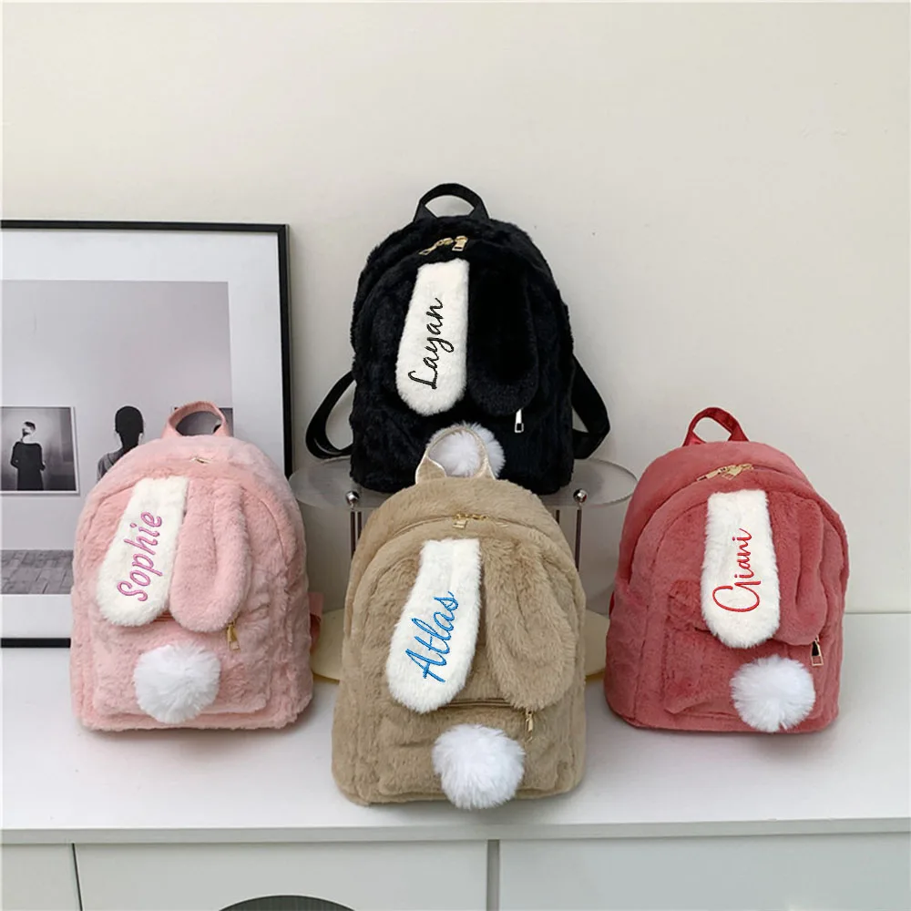 Personalized Plush Backpack For Women In Autumn And Winter, New Cute Rabbit Ears, Plush Women\'s Backpack, Plush Bag