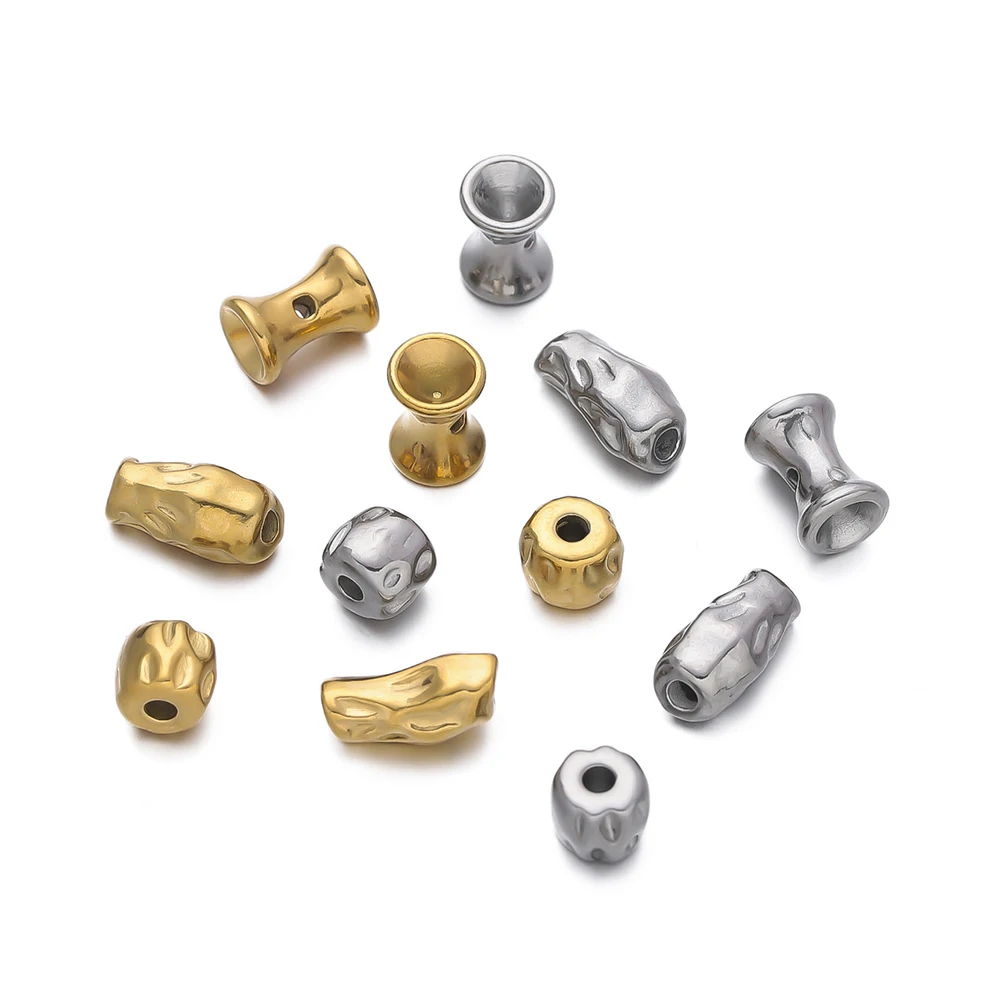 

5/10pcs Stainless Steel Irregular Tube Spacer Beads Big Hole Beads for DIY Delicate Jewelry Making Bracelet Necklace Supplies