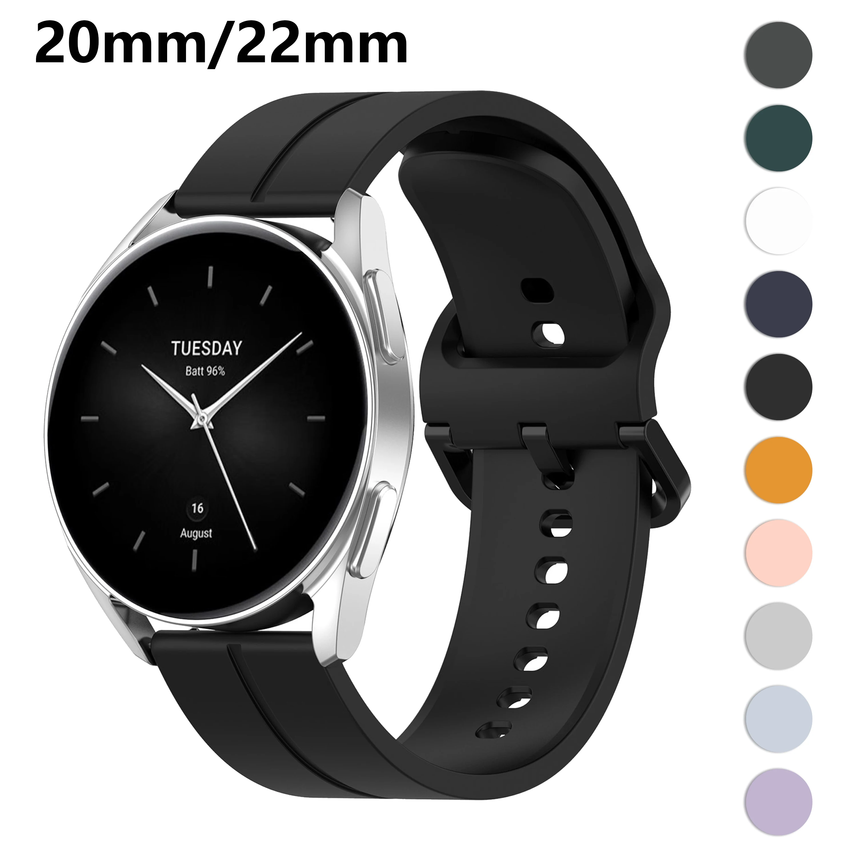 

20 22mm Watch Band for Xiaomi Mi Watch S2 42mm 46mm S1 Pro Active Silicone Strap Bracelet for Samsung Galaxy Watch 4 5Pro correa