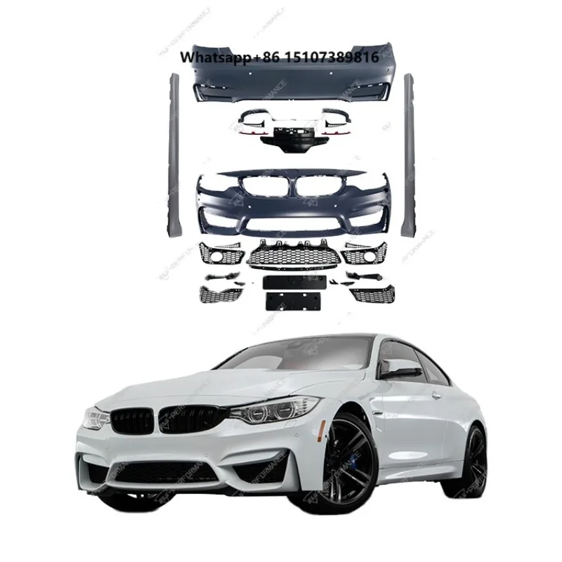 

M4 Style PP Material Front/Rear Bumper Side Skirts Conversion Body Kit for 4 Series F32/F33/F36 Black UV Protected Full Set