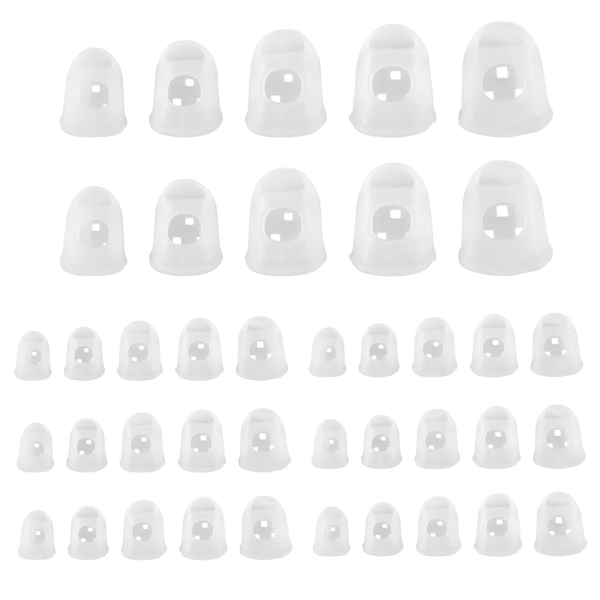 ABVS 40 pièces protecteurs du bout des doigts, 5 tailles capuchons de doigts pour ukulélé, pour guitare, instruments à cordes pour ukulélé