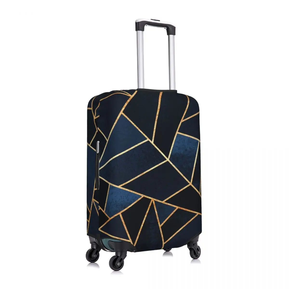 Geometric Lines Suitcase Cover Abstract Navy Stone Graphic Strectch Travel Protection Luggage Supplies Vacation