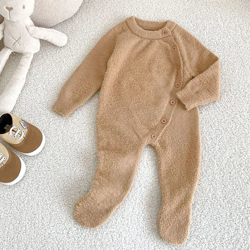 

2025 New Autumn Children Knitted Clothing Toddler Baby Girl Knitted Romper Long Sleeved Solid Color Infant Baby Girls Jumpsuit