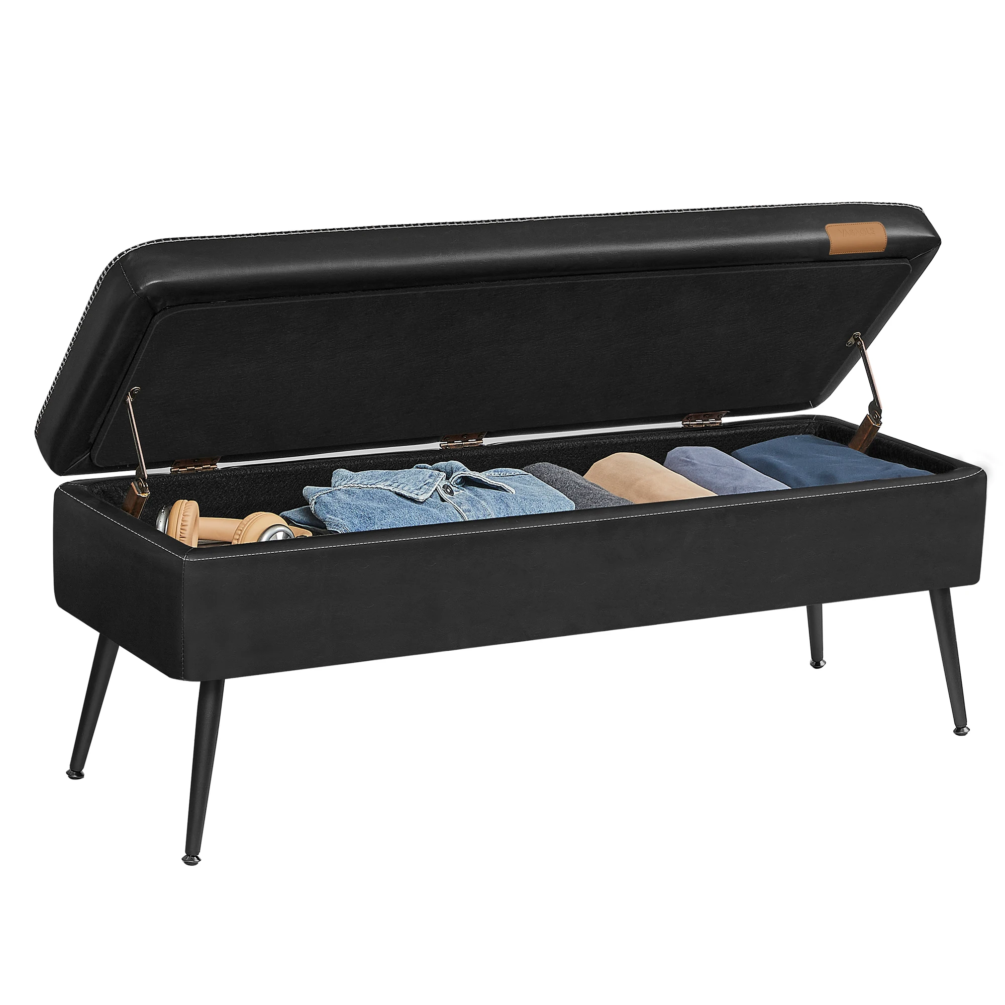 VASAGLE EKHO Collection - Storage Ottoman Bench, Entryway Bedroom Bench, 15 Gallons, Synthetic Leather with Stitching
