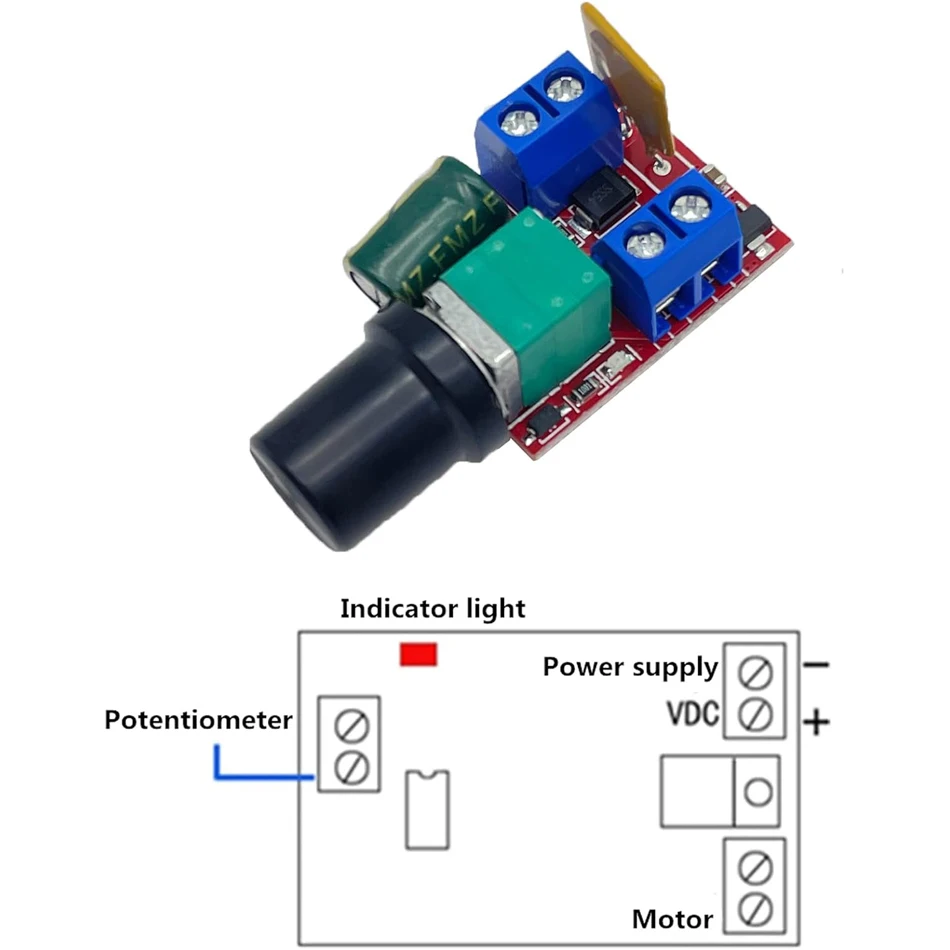 4pcs DC Mini Motor PWM Speed Controller Small LED Dimmer 5A 90W 3V 6V 12V 24V 35V Speed Control Switch 5A 90W PWM image 2