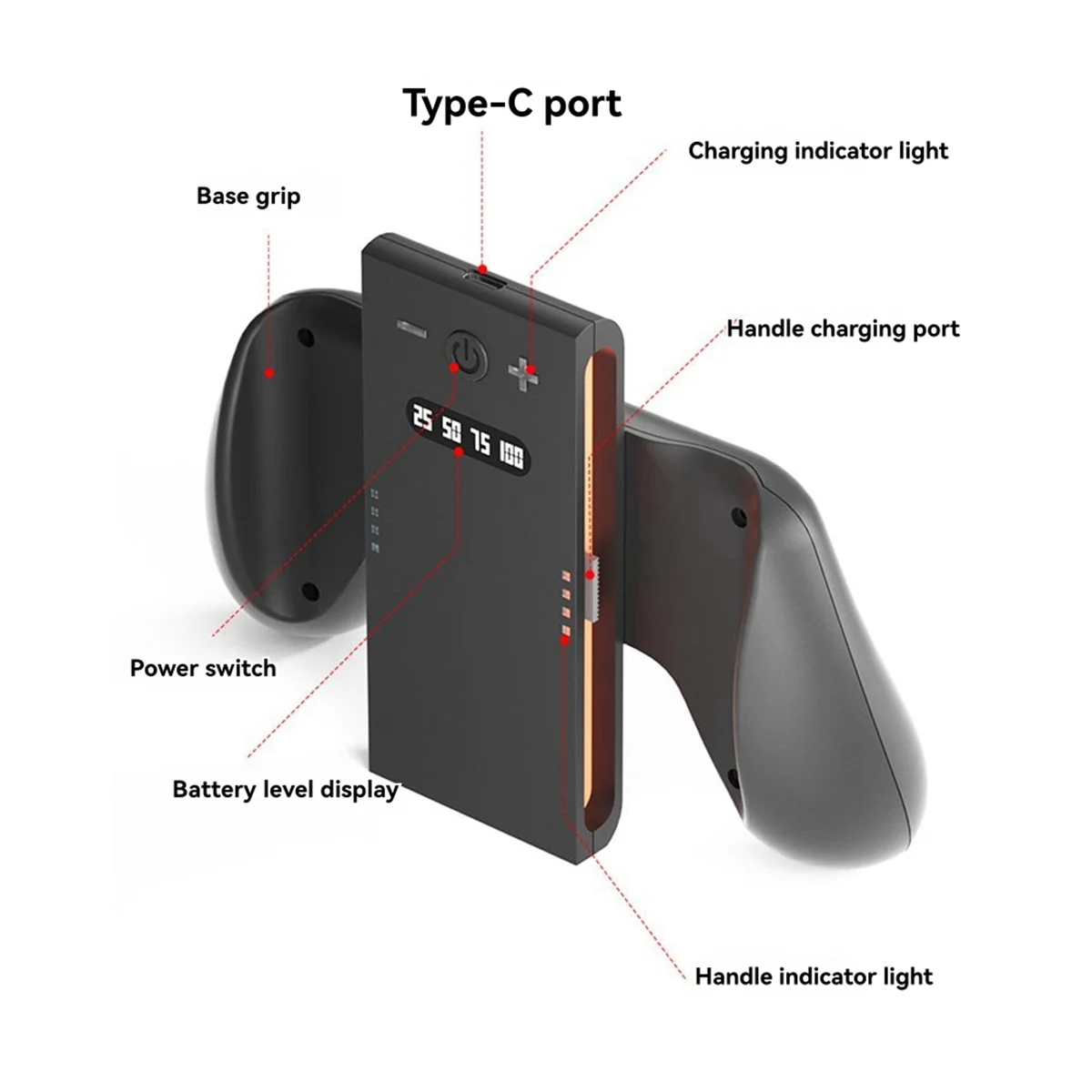 2025+Charging Grip for Switch 2 for Switch 2 Controller Holder Handle Detachable Display Power Left and Right Handle