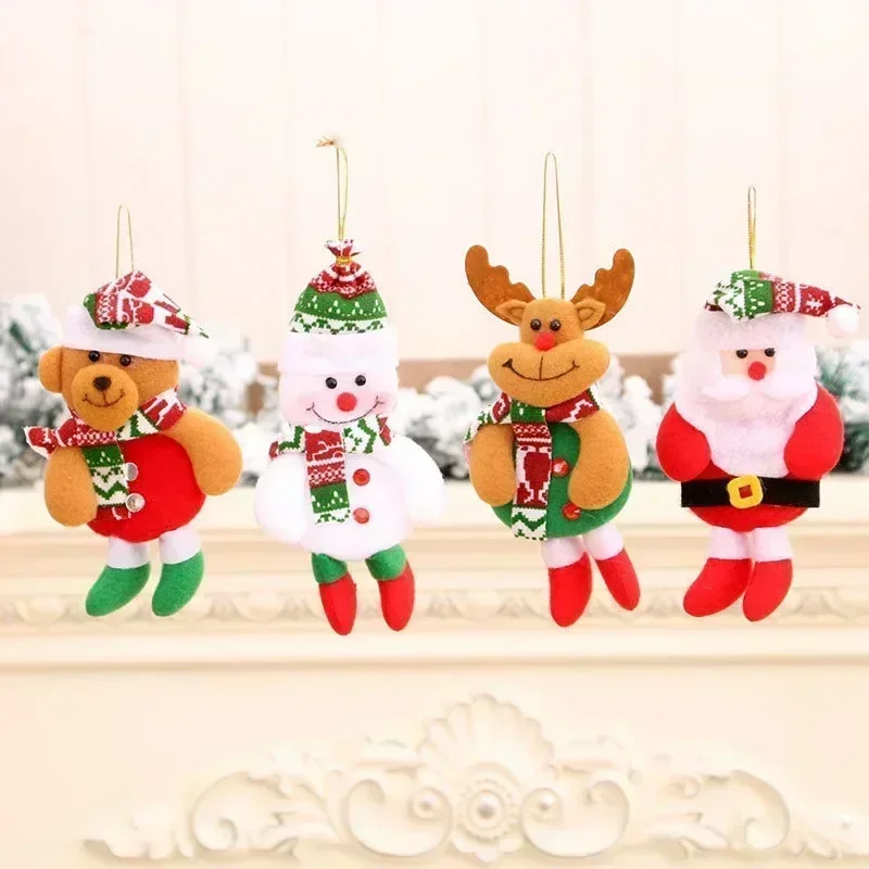 4pcs/set Christmas Cloth Doll Pendant Cute Felt Elk Hanging Ornament Christmas Tree Hanging Doll Home Party New Year Decoration