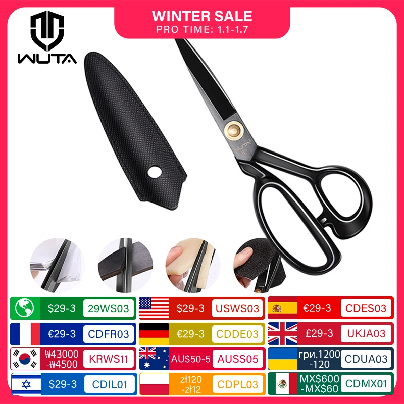 WUTA Professional Scissors Extreme Sharpness Cutting Leather Fabric Heavy Duty Metal Scissors Sewing Shears Craft Tools