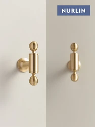 Nurlin French Luxury Solid Brass Cabinet Furniture Drawer Cabinet Door Handle Round Knobs T-Bar Wardrobe Pull