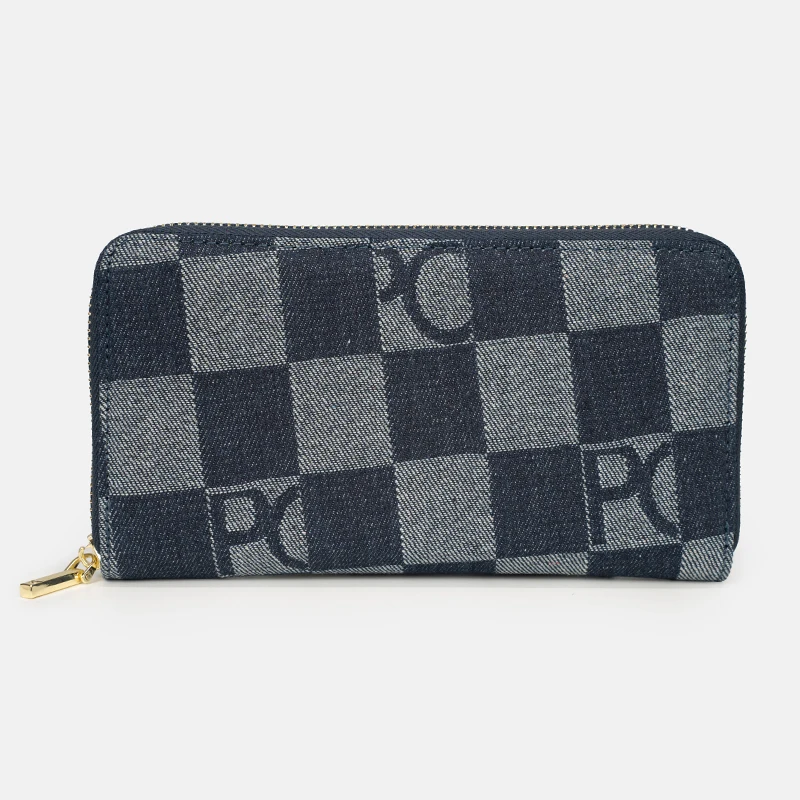 

PG Women Handbag Chessboard Pattern Long Wear Resistant Denim Retro Large Capacity Multi Card Niche Luxury Versatile Wallet