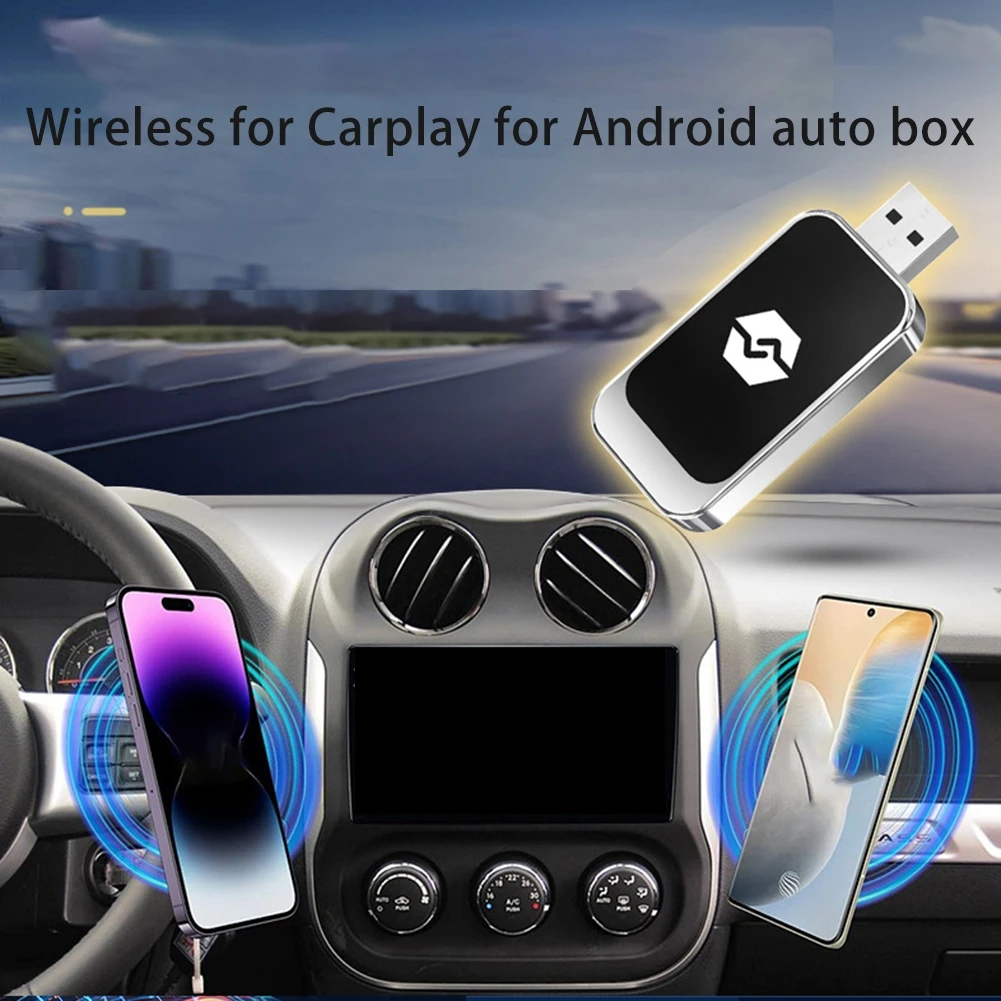 

2 In 1 USB Wireless Adapter For Carplay And For Android Auto Built-in Video Adapter For CarPlay Car Mounted Interconnect Box