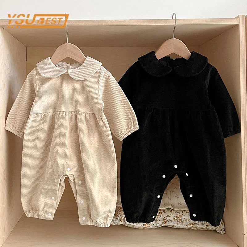 

Infant Kids Baby Girls Long Sleeve Corduroy Solid Color Jumpsuit Spring Autumn Newborn Baby Girls Clothes Rompers