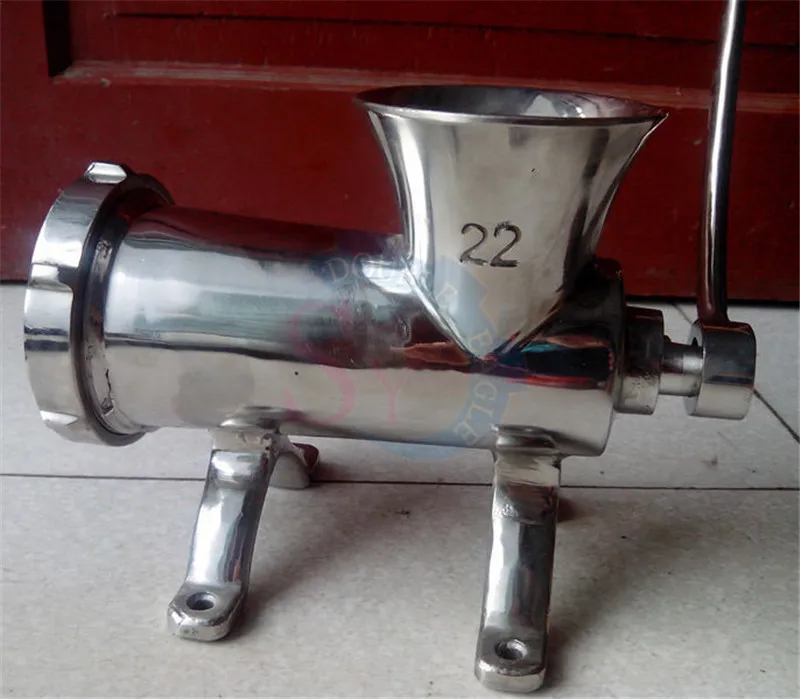 جديد 22 #   304 الفولاذ المقاوم للصدأ دليل المحمولة منتج أغذية المفروم المروحية ماكينة الطحن المنزل اليد اللحوم المفرمة طاحونة أداة