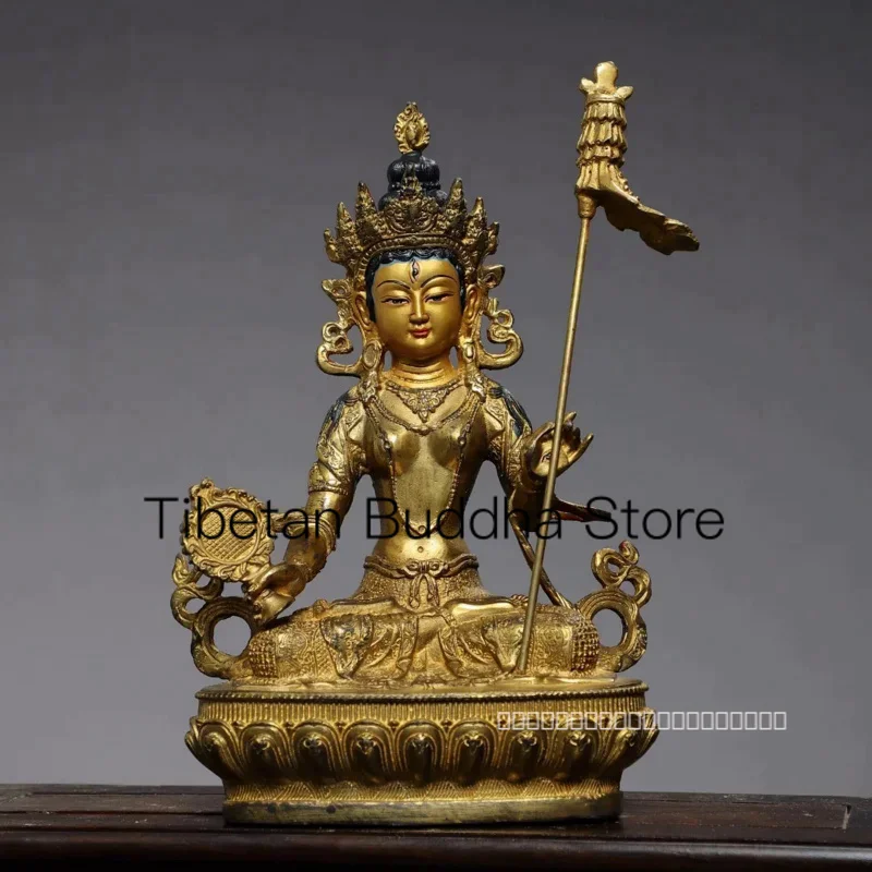 

21cm Large White Umbrella Cover Buddha Mother Statue Ornament Brass Gilded Buddha Hall