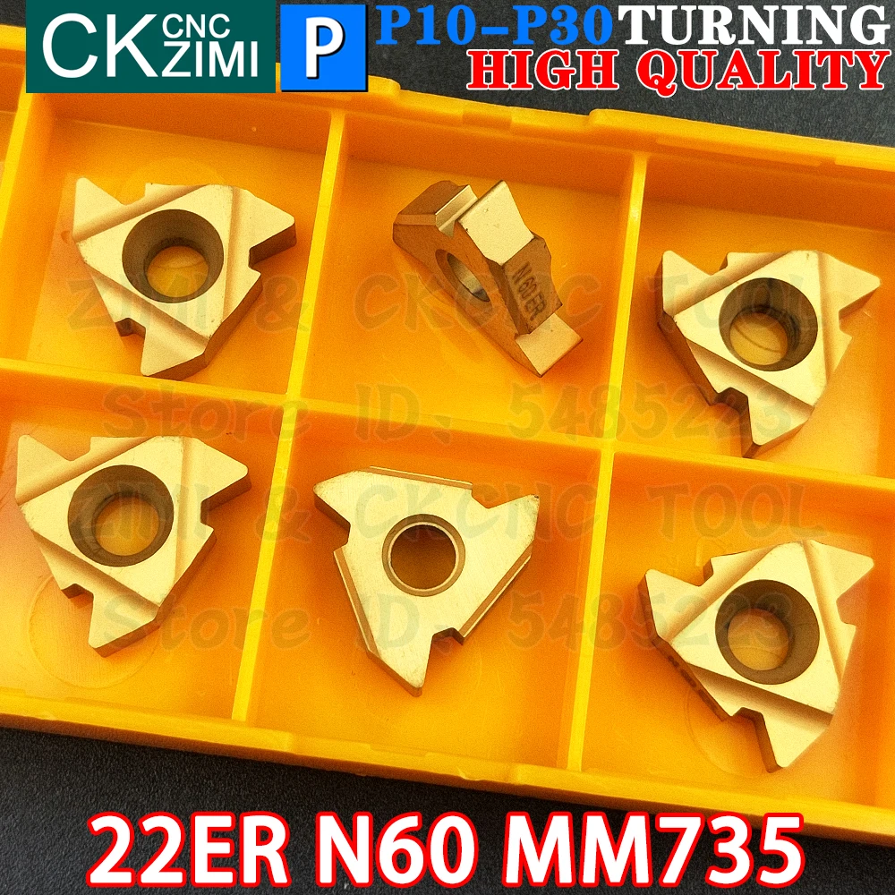22ER N60 MM735 3.5-5.0 inserti in metallo duro Sinistra destra Inserti filettati filettatura esterna interna Utensili RT22.01W N60P MMT22ER N60 CNC Utensili per tornitura in metallo