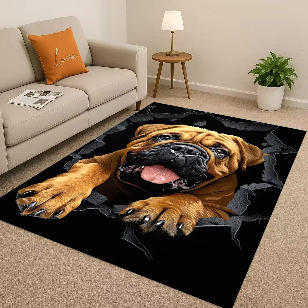 

27 Style Breaking Wall 3D Illusion Dog Puppy Living Room Non-Slip Area Rug Carpet for Bedroom Playroom Sofa,Home Decor Doormat