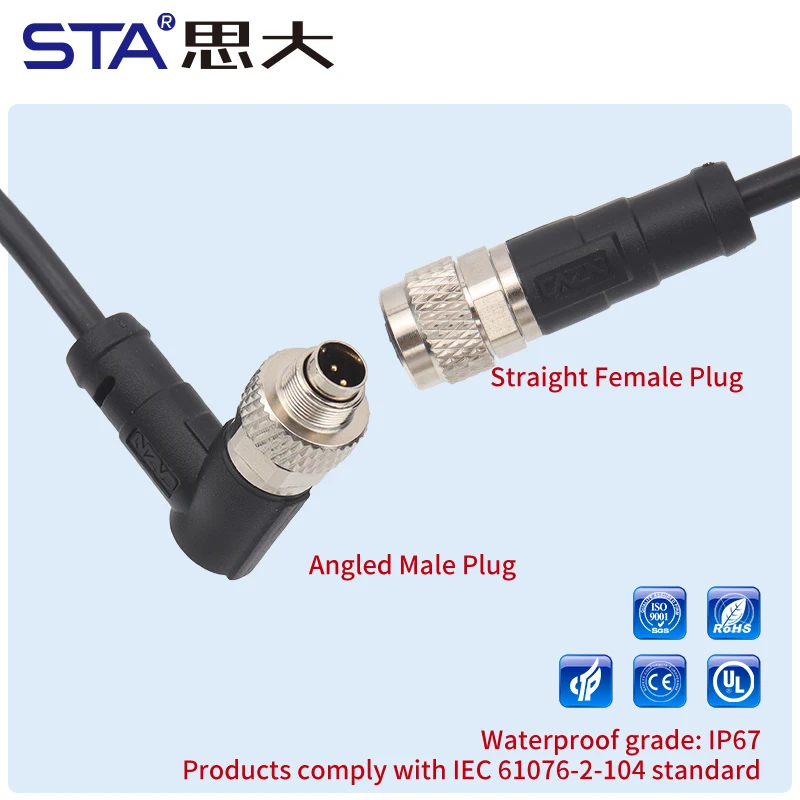 3M M9 Waterproof Cable Connector 3/4 Pins 5 Holes PVC PUR 712 Series Mold Straight Plug IP67 Aviation Cable  Durable Connection