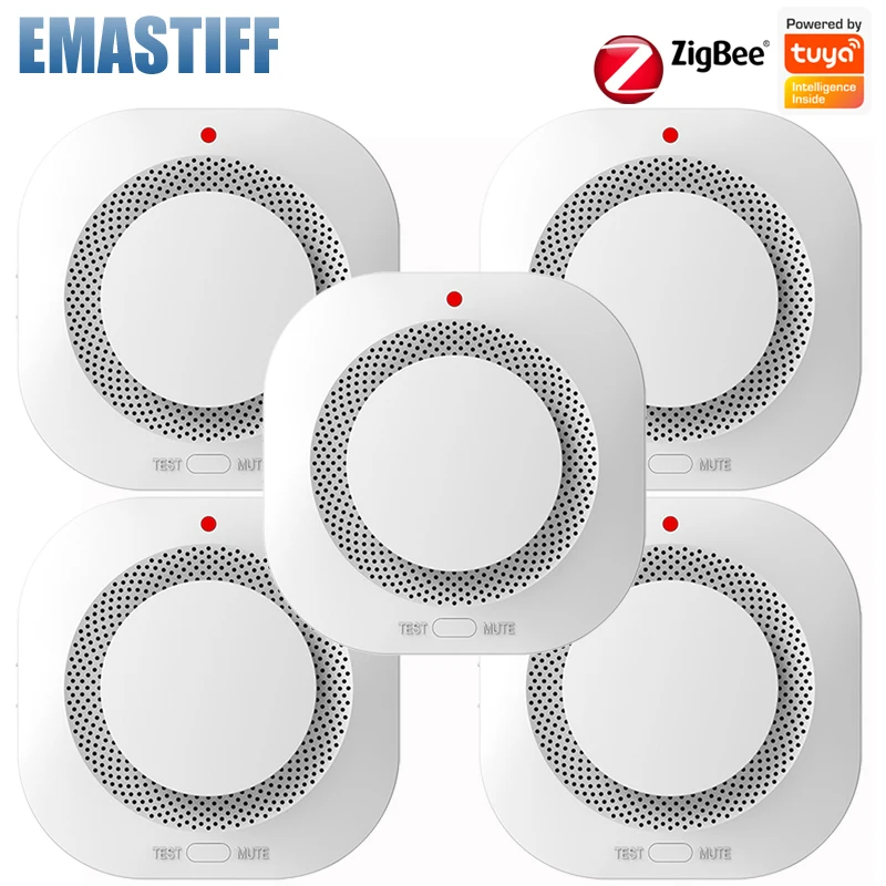 Tuya Zigbee 연기 감지기, 가정 주방 보안 안전 방지 연기 센서, 사운드 알람, Zigbee 허브 스마트 라이프 앱으로 작동