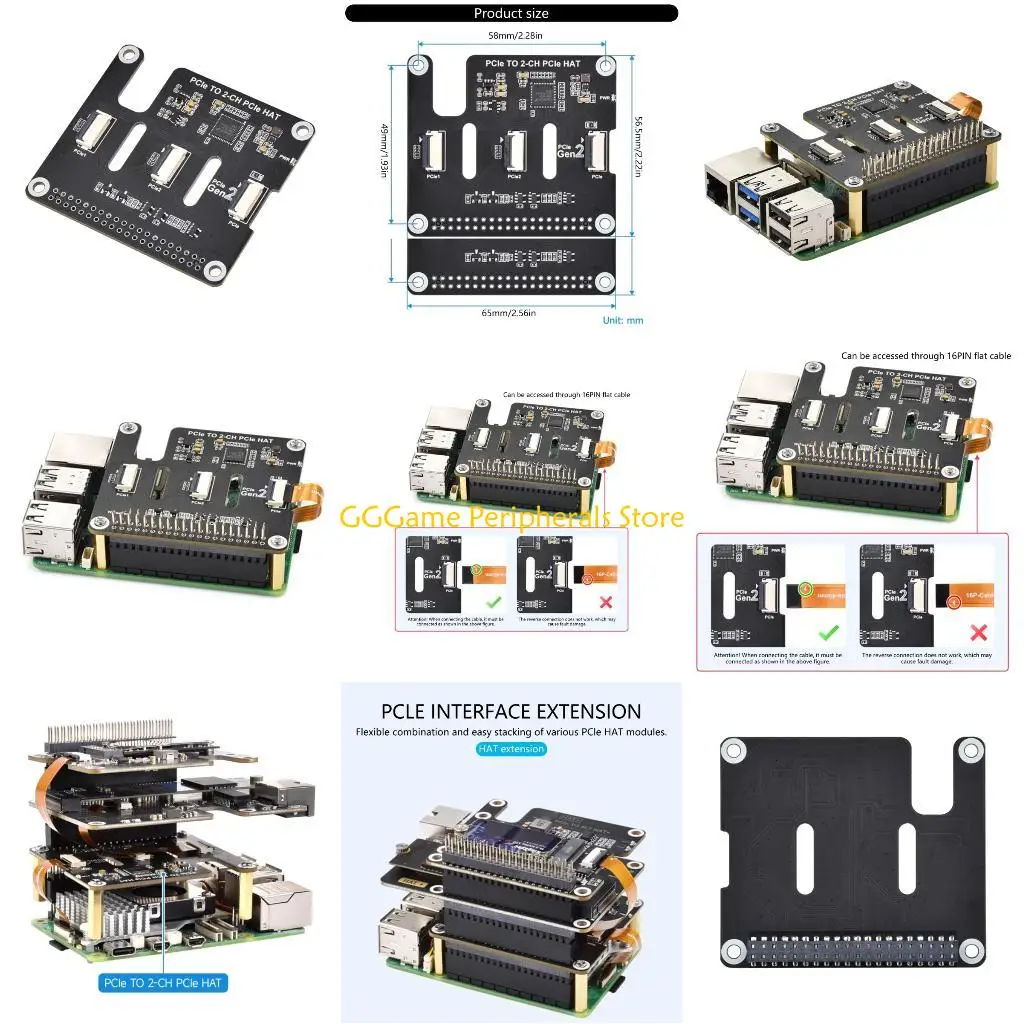 

U55B PCIe Adapter 2 Port PCIe to 2CH PCIe HAT PCle Expansion Board 16PIN Ribbon Cable