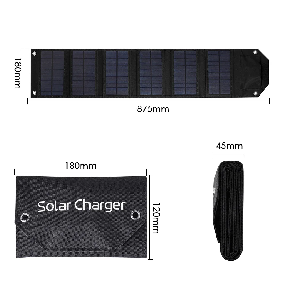 Imagem -03 - Painel Solar Dobrável Impermeável com Cabo Usb Carregador Móvel Portátil Banco de Potência para Caminhadas ao ar Livre 100w 5v