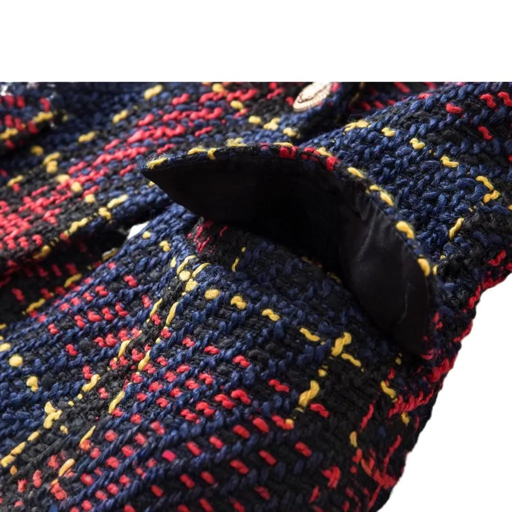 

Women's Slim Fit Plaid Suit Jacket European American Style Retro Woolen Small Checkered Commuter Autumn Winter Outerwear