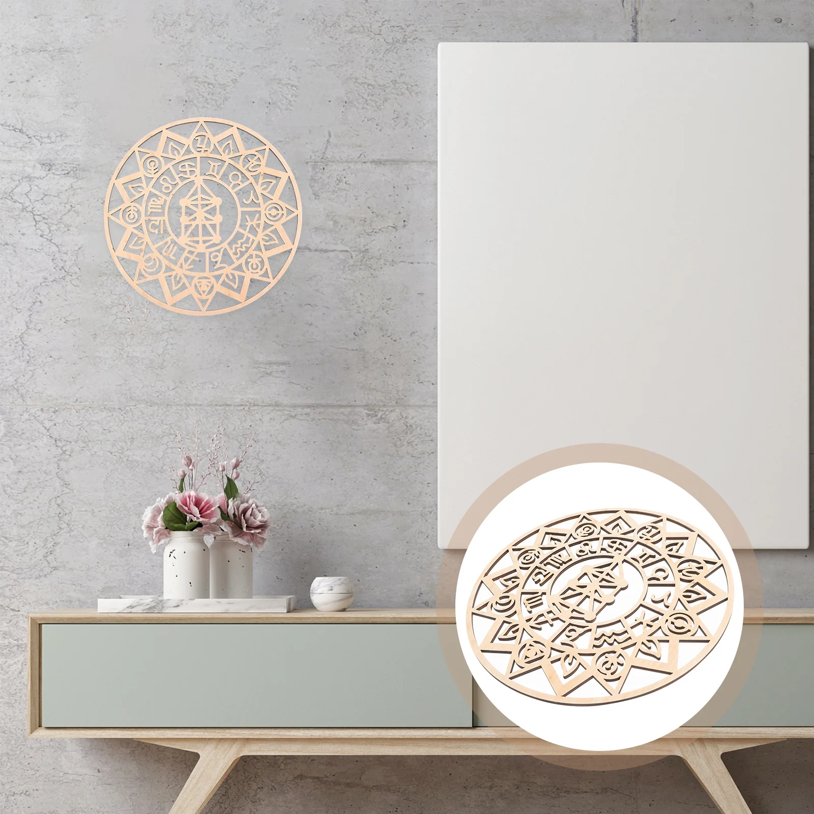 

Wooden Geometric Wall Pendant Fine Craftsmanship Natural Material Hollow-Out Meditation Wall Art Wooden Craft Meditation Decor