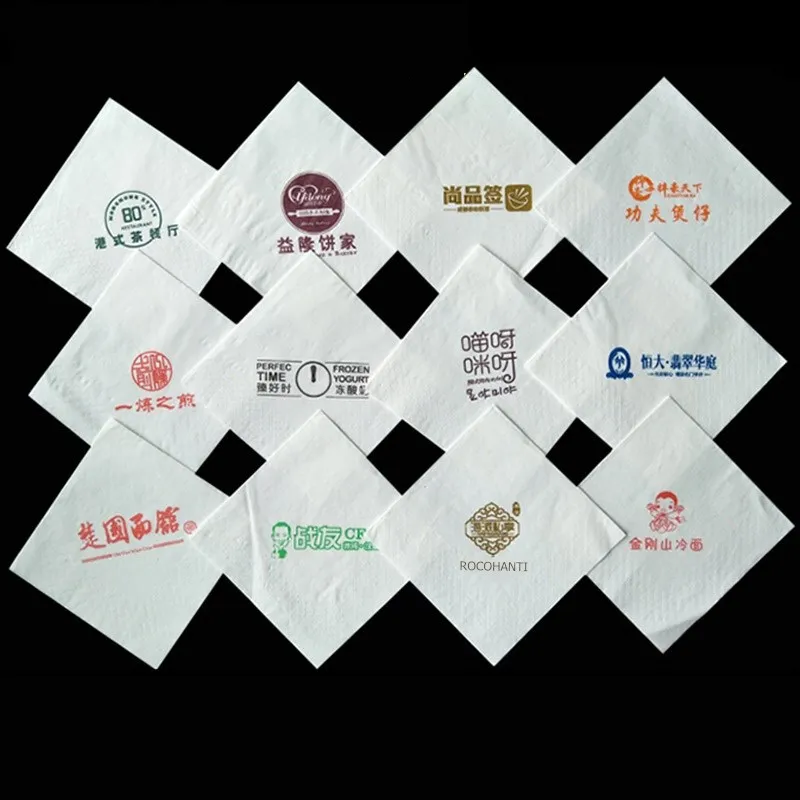 500pcs Hot Sale White Napkins Customized Dinner Napkin With Logo 2 Ply Disposable Napkins For Restaurant