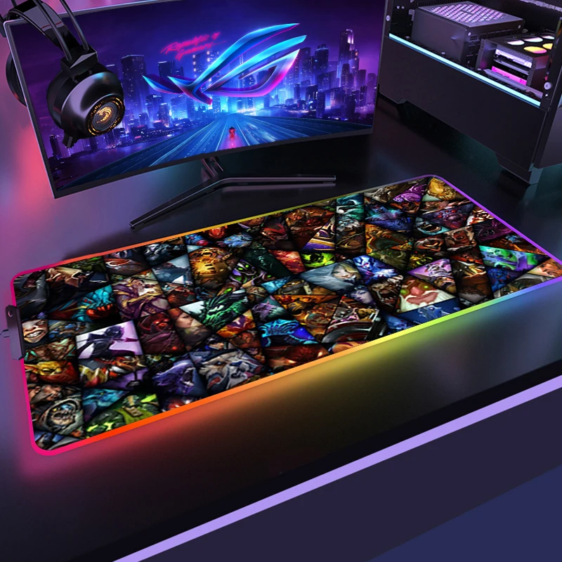 RGB Keyboard Mats Carpet 900x400 Dota2 Large RGB Mouse Pad Gaming Mousepad LED Lighting Mouse Mat Gamer Mousepads PC Desk Pads