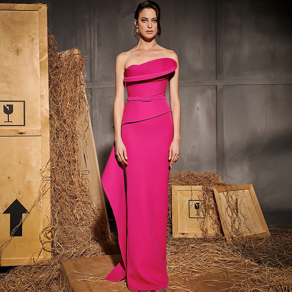 

Элегантное вечернее платье из джерси без бретелек Русалка без рукавов Индивидуальные платья для особых случаев с поясом Классические вечерние платья