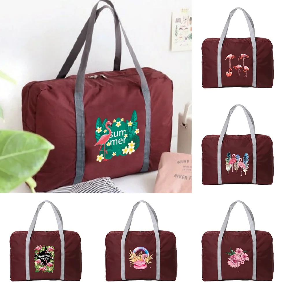 Saco de viagem unissex dobrável bolsas organizadores grande capacidade saco de bagagem portátil flamingo série impressão acessórios de viagem