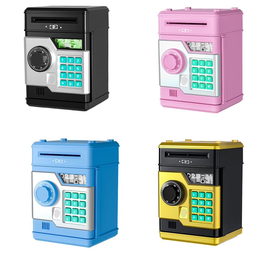 Hucha electrónica para niños, contraseña de huella digital, monedero con 4 contraseñas combinadas, bancos de ahorro de monedas de gran capacidad
