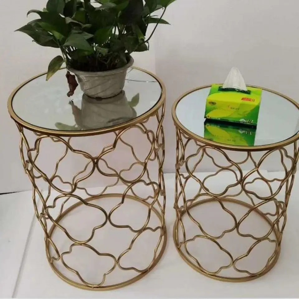 

Modern style light luxury iron art coffee table gold model room soft decoration creative coffee table table