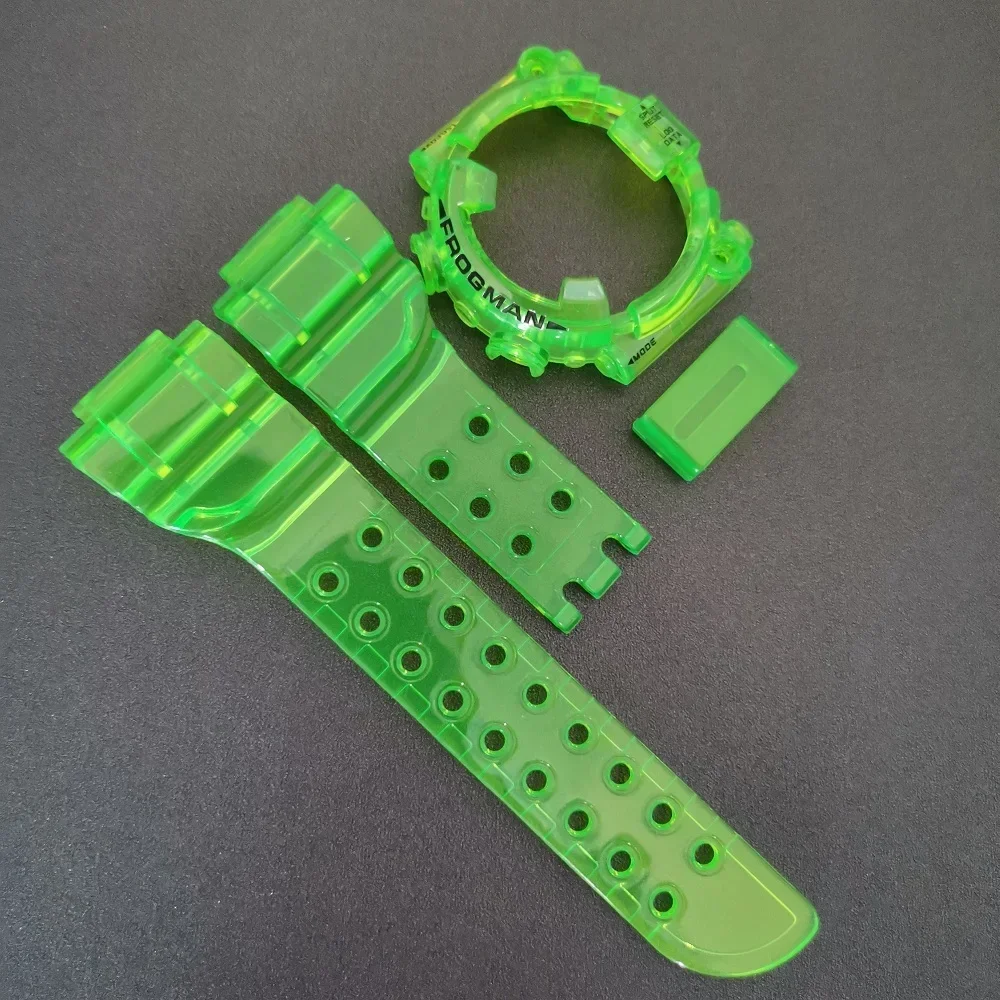 DW8200 Bezel Ice Transparent Watchband Wholesale Sample Watch Band Strap Cover Bracelet Silicone Replacement Red Green Blue