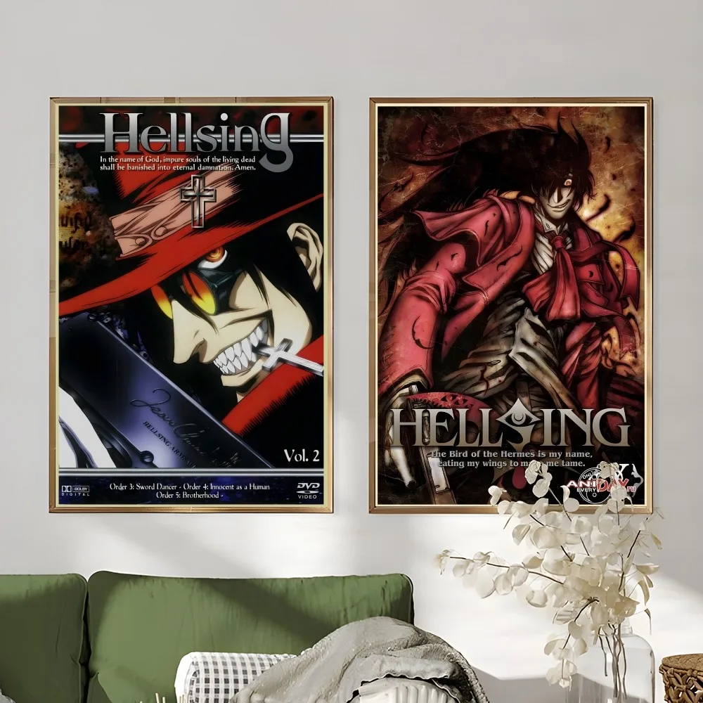 أنيمي H-Hellsing اليابانية الكرتون كول ريترو المشارك لزجة جدار الفن الطباعة مقاوم للماء غرفة المعيشة المنزلي غرفة بار ديكور جمالي