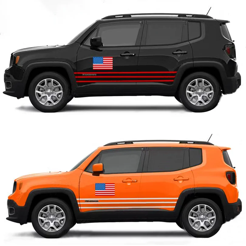 

Автомобильная модифицированная наклейка в полоску с американским флагом, линия талии, виниловая графика, наклейка, пленка, наклейки для Jeep Renegade 2016-2023