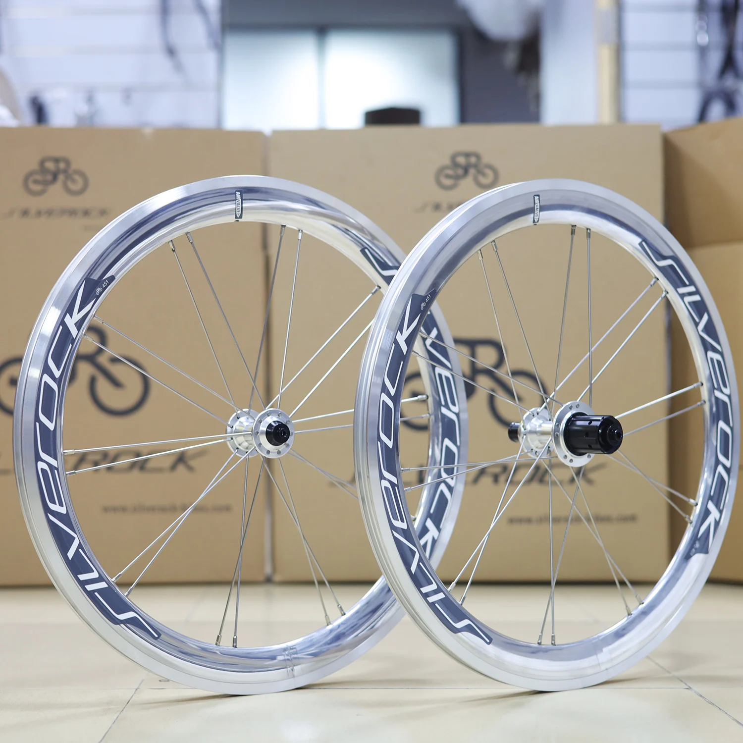 Juego de Ruedas SILVEROCK SR40 de Aleación de 20 Pulgadas 406 451 con Freno de Llanta de 74 mm y 130 mm de Perfil Alto Aerodinámico para Bicicleta Plegable Fnhon Tern Sp18, Juego de Ruedas Urbanas