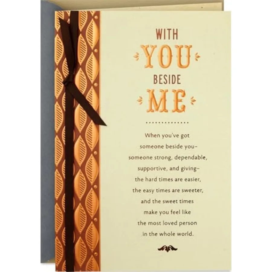 Romantic Birthday Card with Copper Leaves Design