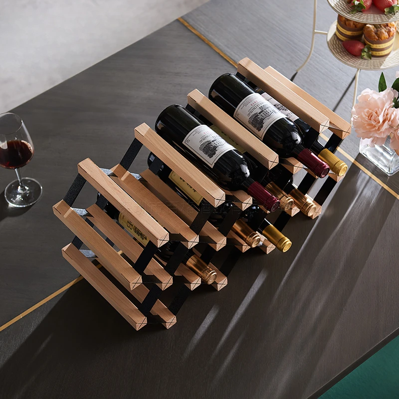 Wine rack Honeycomb rhombus lattice Solid wood  rack Home restaurant cabinet Bar  wooden rack Ornament