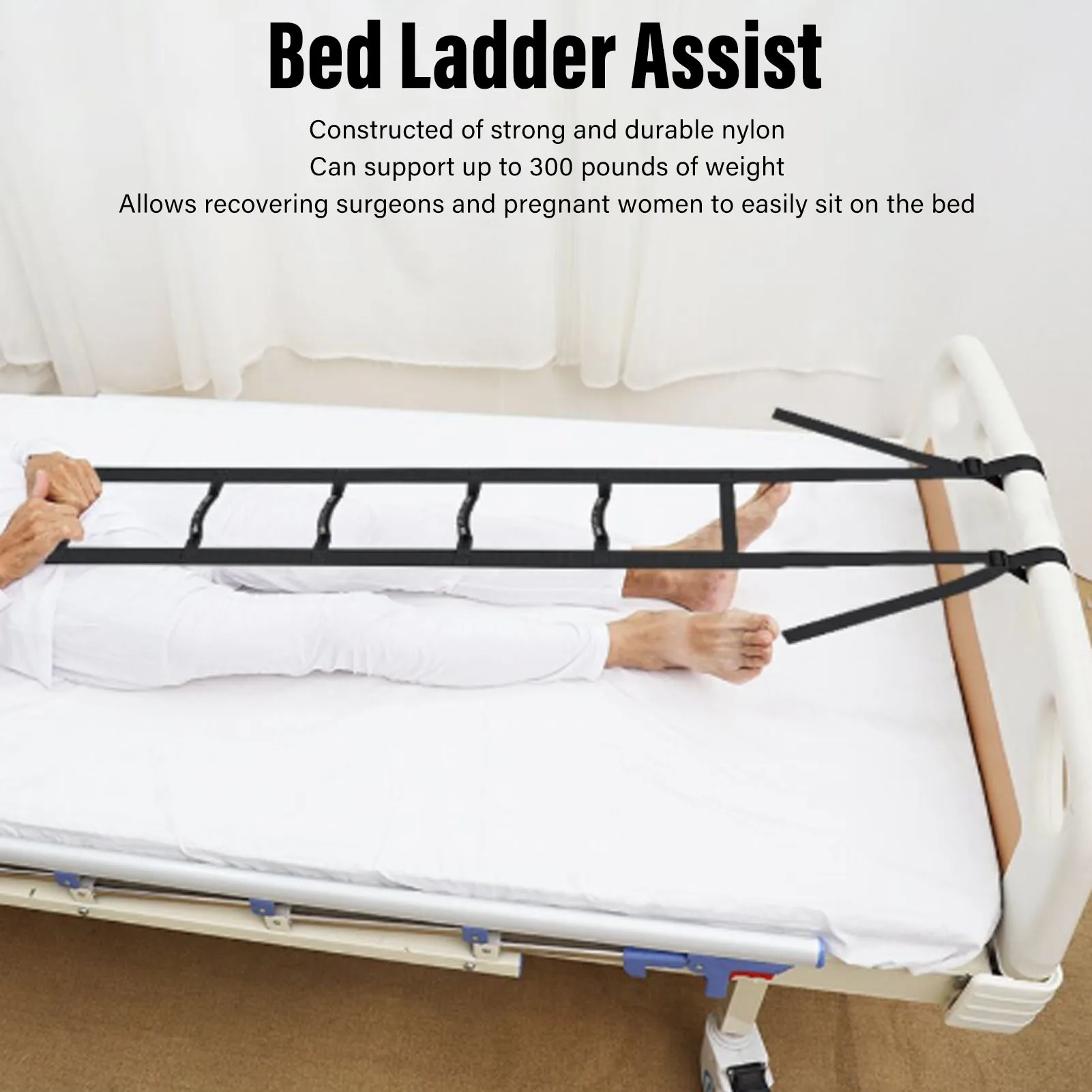 6 Handles Bed Ladder Assist Strap Bed Adjusting Length Sit Up Helper for Patients Elder Hospital Bed Ladder Assist Sit Up Helper