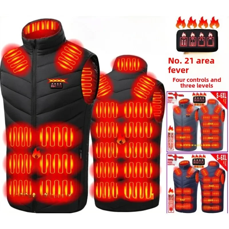 21 Areas Electric Heated Vest Men's Heated Jackets Winter Warm USB Heating Jacket Coat for Men Women Outdoor Skiing Fishing Vest