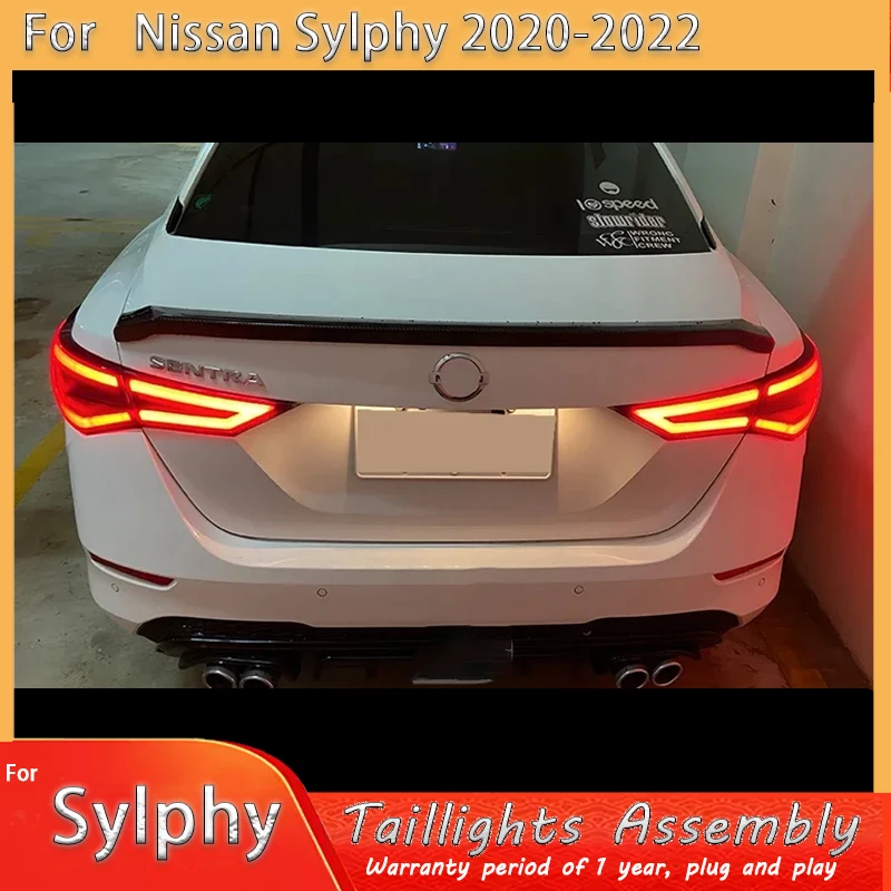 

Для Nissan Sylphy Sentra 14th 2020-2024 автомобильные задние фонари в сборе, обновленные светодиодные автомобильные задние фонари, противотуманные тормозные указатели поворота, аксессуары