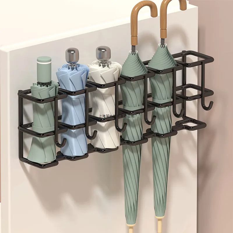 Haushaltsschirm-Aufbewahrungsregal mit Haken hinter der Tür, an der Wand montiertes Lagerregal, Regenschirm-Platzierungsregal für die Eingangstür
