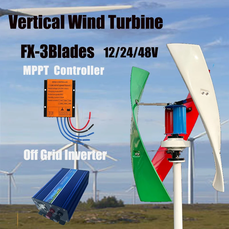 

Китайский вертикальный ветряной генератор с низким уровнем шума, 15000 Вт, 12 В, 24 В, 48 В, ветряная мельница для домашнего использования с контроллером Mppt