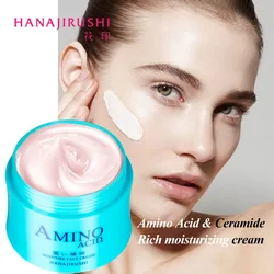 Hanajirushi-creme hidratante para o rosto com aminoácidos, cuidados diurnos e noturnos, pele reafirmante, 80g