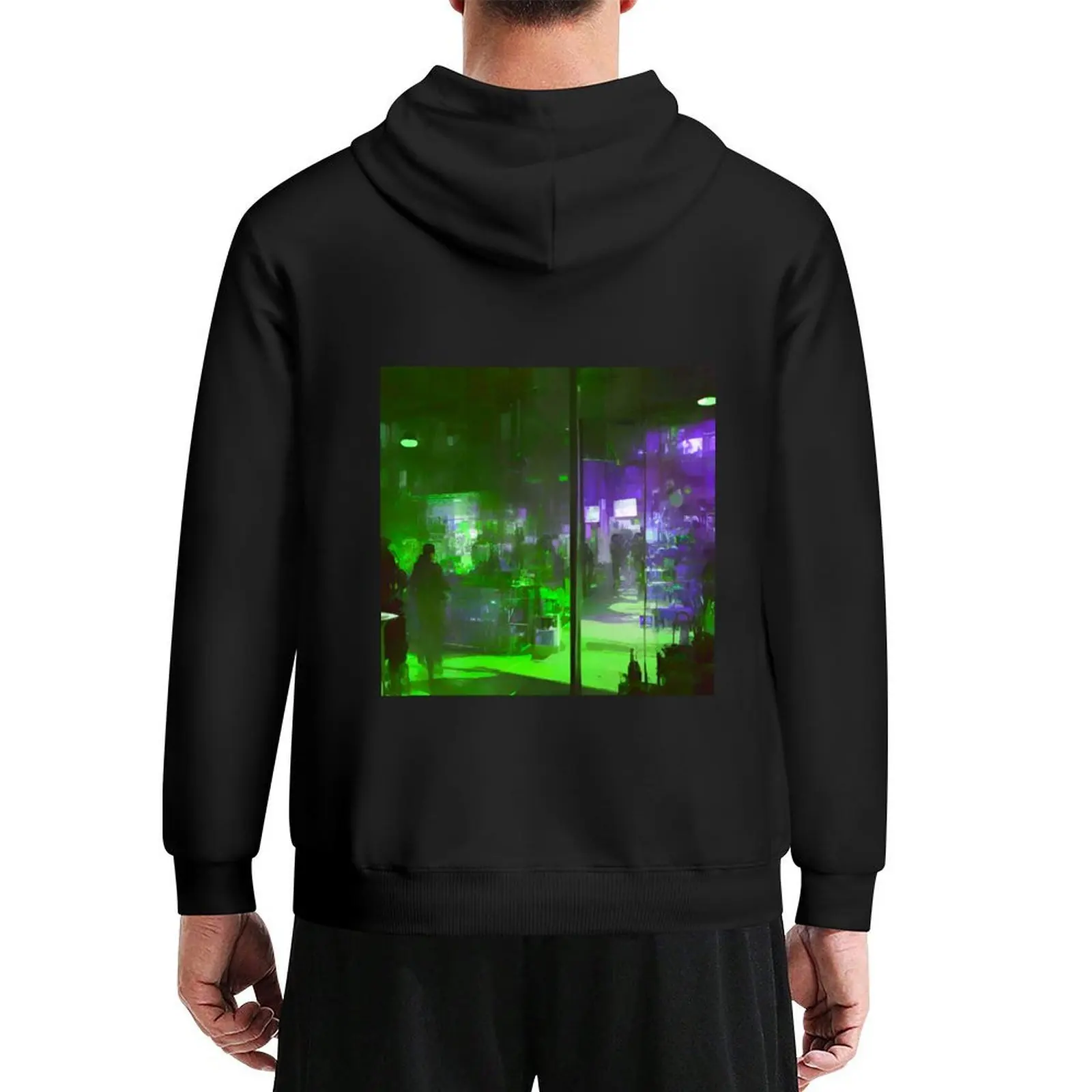 

Enchanted Urban Oasis: Green and Purple Street Scene Pattern Hoodie winter clothes men's sweat-shirt set men's oversize hoodie