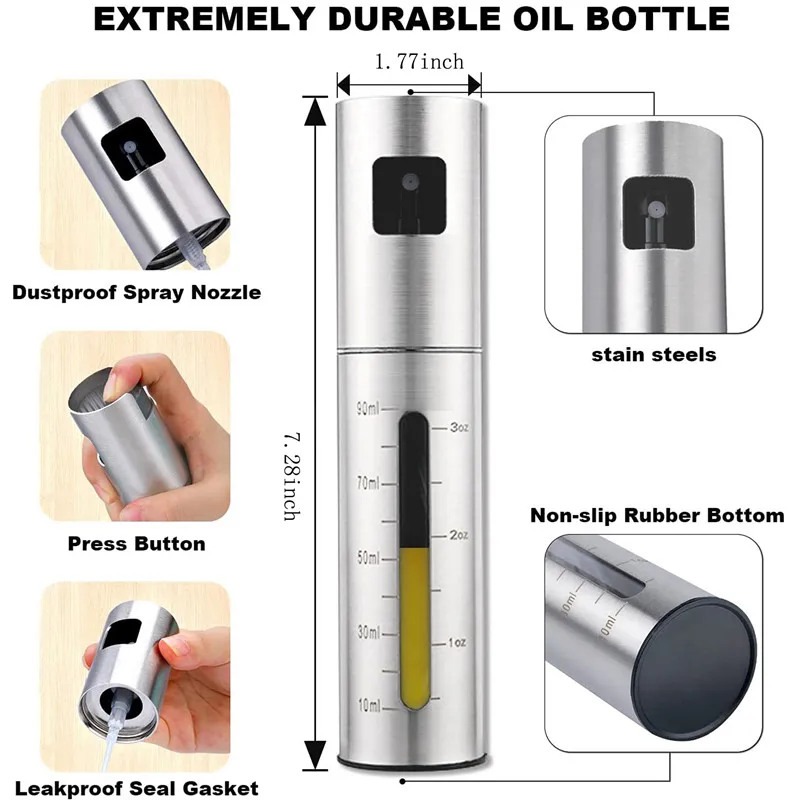 BBQ Baking Olive Oil Spray Bottle 304 Stainless Steel Oil Spray Bottle Vinegar Spray Bottles BQ Sprayer Seasoning Bottle Kitche images - 6