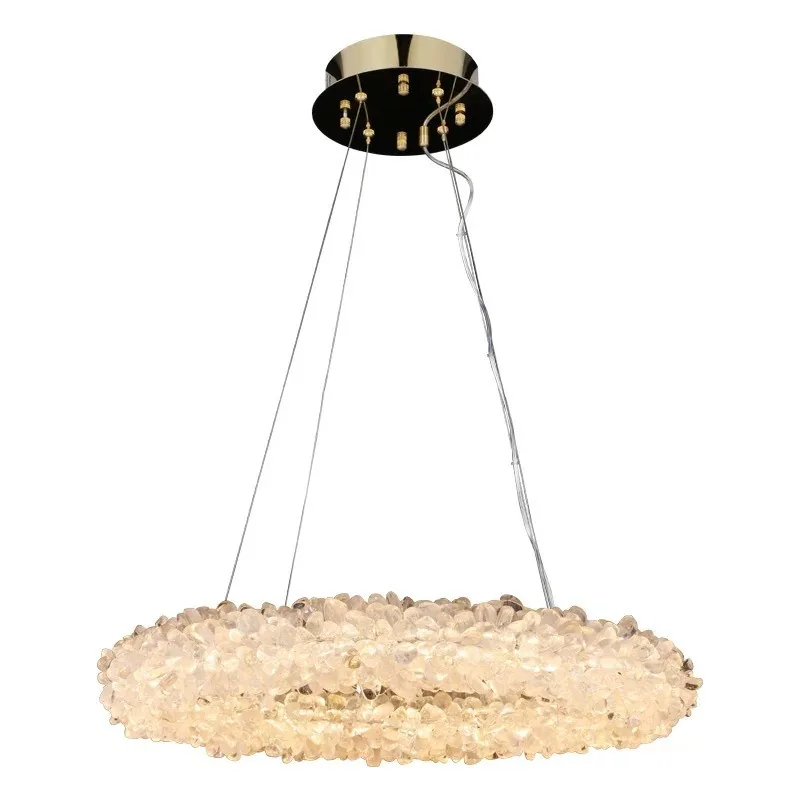 

Modern simple natural crystal rough stone chandelier living room dining room bedroom designer hotel room light luxury lamp