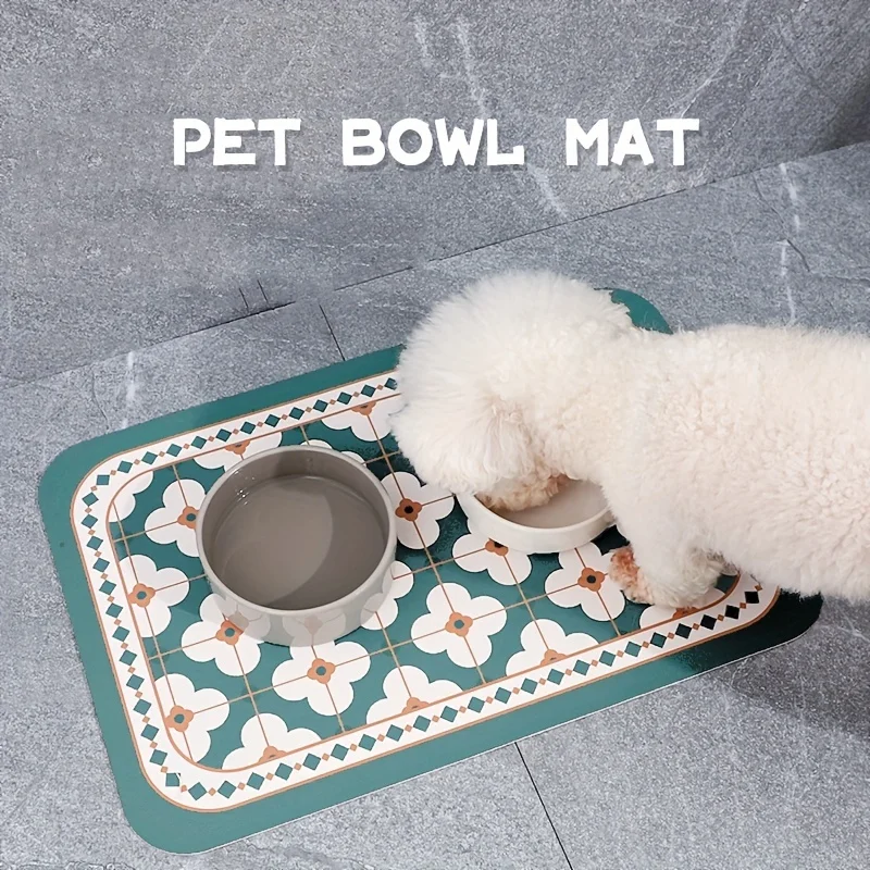 Estera antideslizante impermeable Premium para comida de mascotas, fácil limpieza, duradera y diseño protector, Material de Pvc para suministros para perros y gatos, 1 ud.